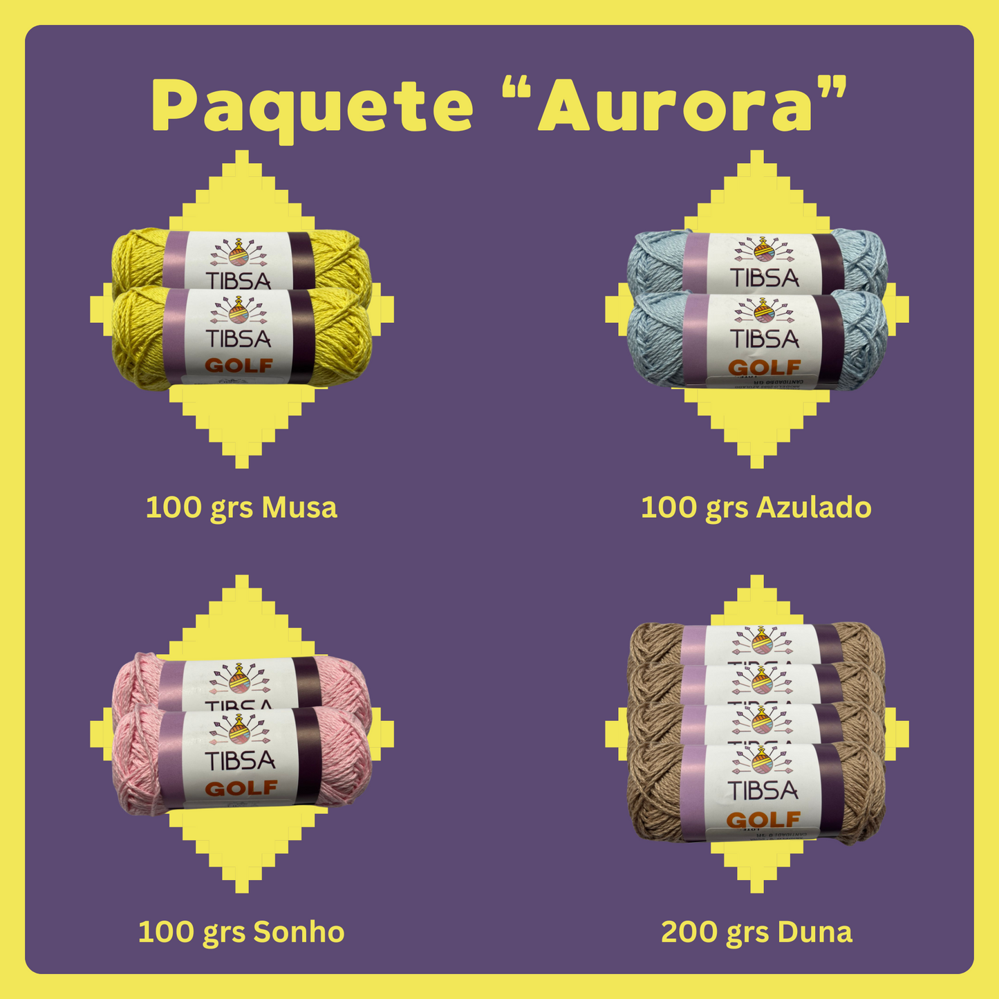 Paquete Golf Multicolor 10 madejas 50 gr