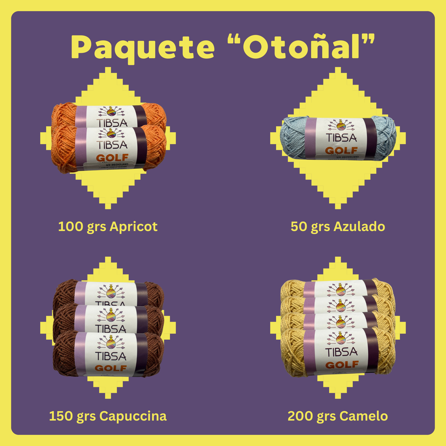 Paquete Golf Multicolor 10 madejas 50 gr