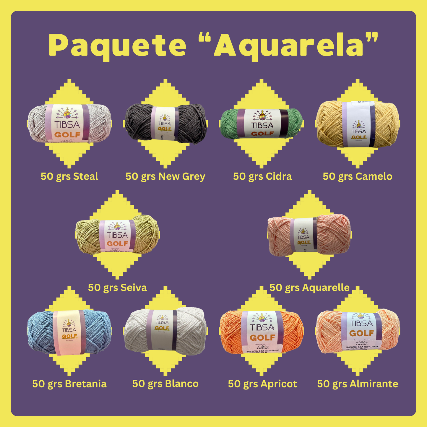 Paquete Golf Multicolor 10 madejas 50 gr