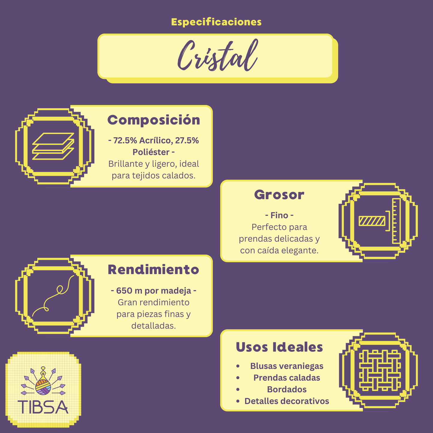 Paquete de 5 madejas de 100 gramos Cristal