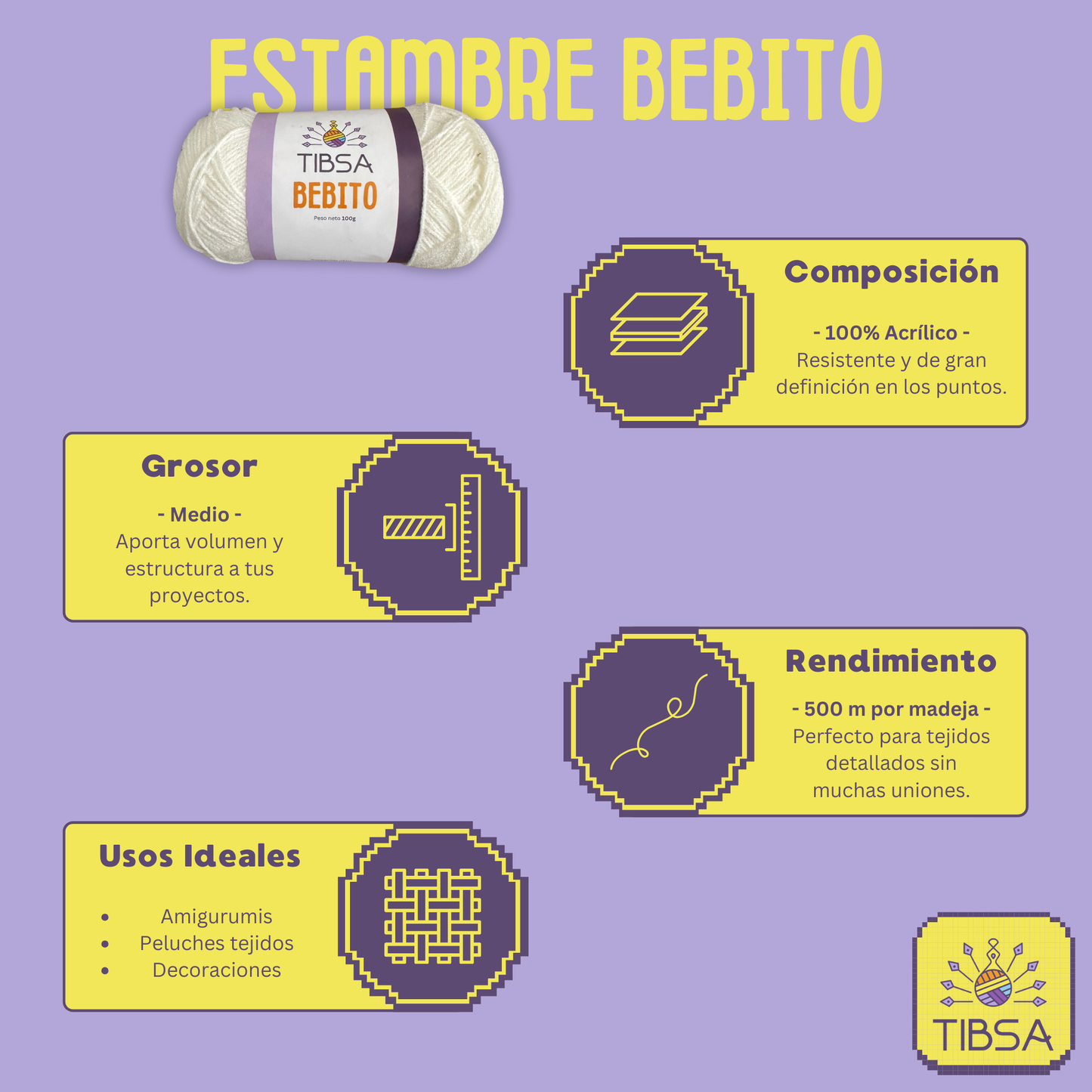 Paquete de 5 madejas de 100 gramos Bebito
