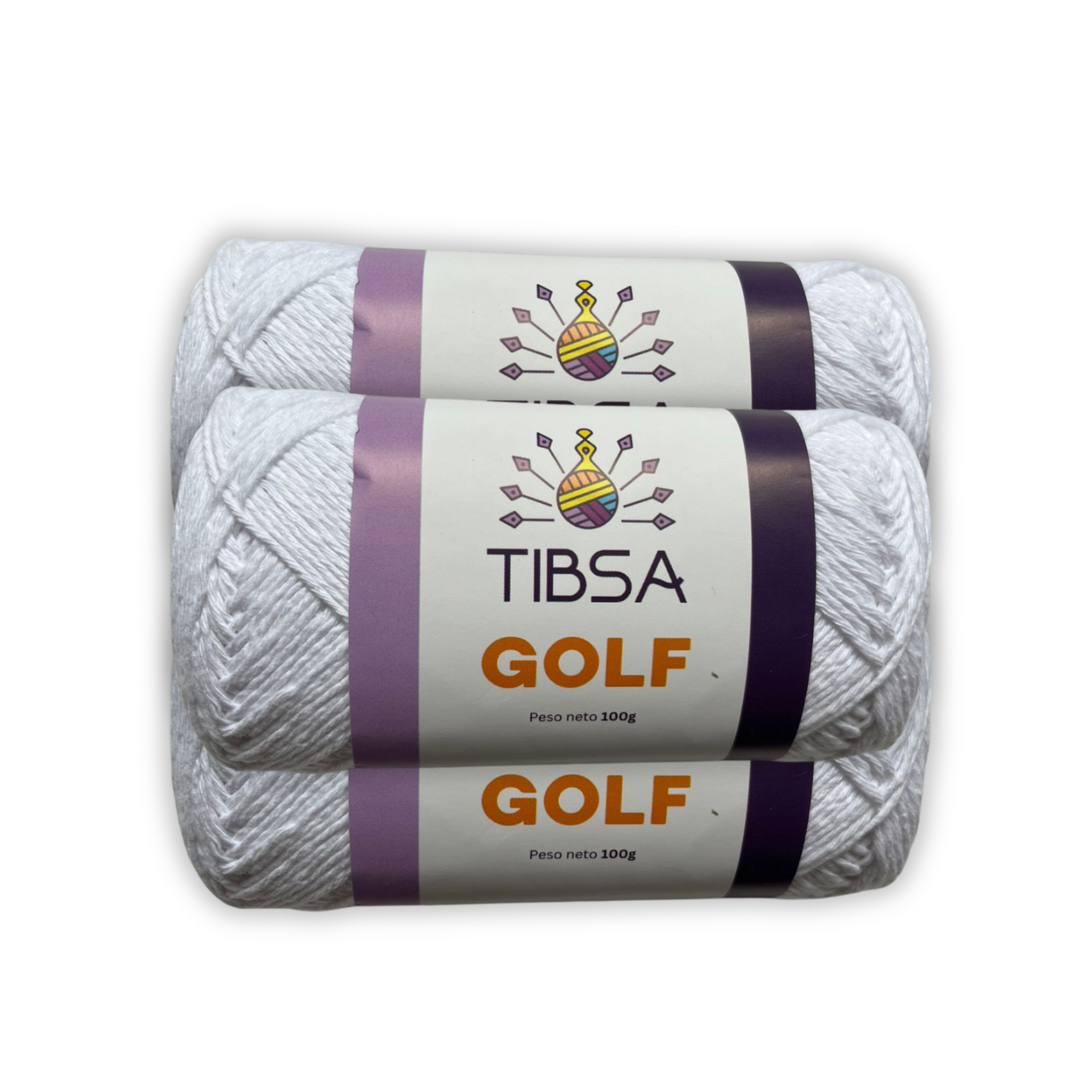 Paquete de 3 madejas de 100 gramos Golf Blanco
