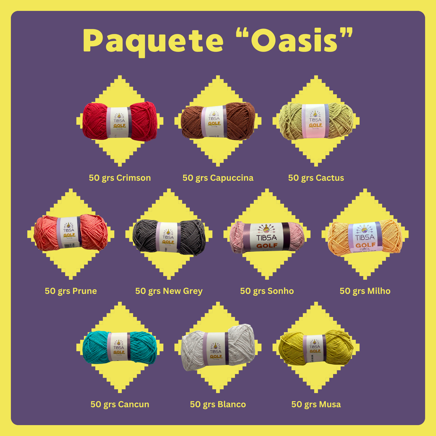 Paquete Golf Multicolor 10 madejas 50 gr