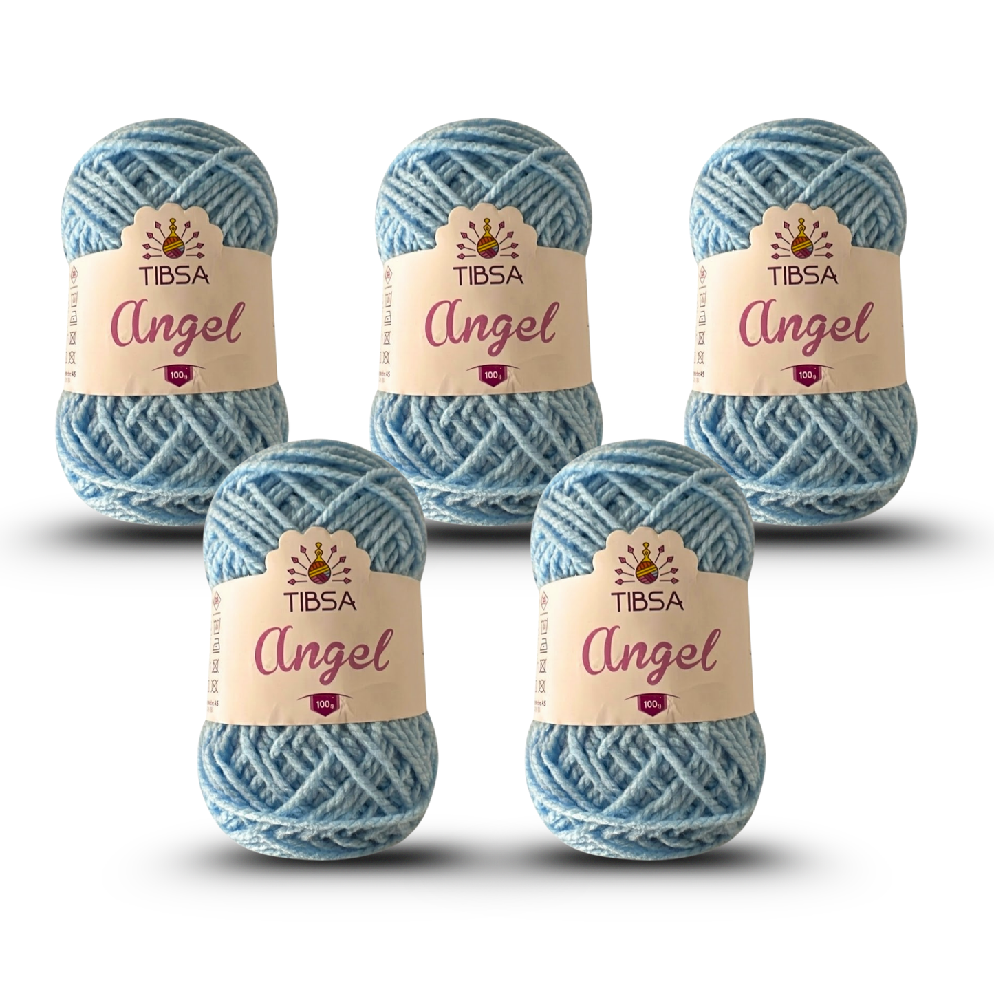 Paquete de 5 madejas de 100 gramos c/u Estambre Ángel