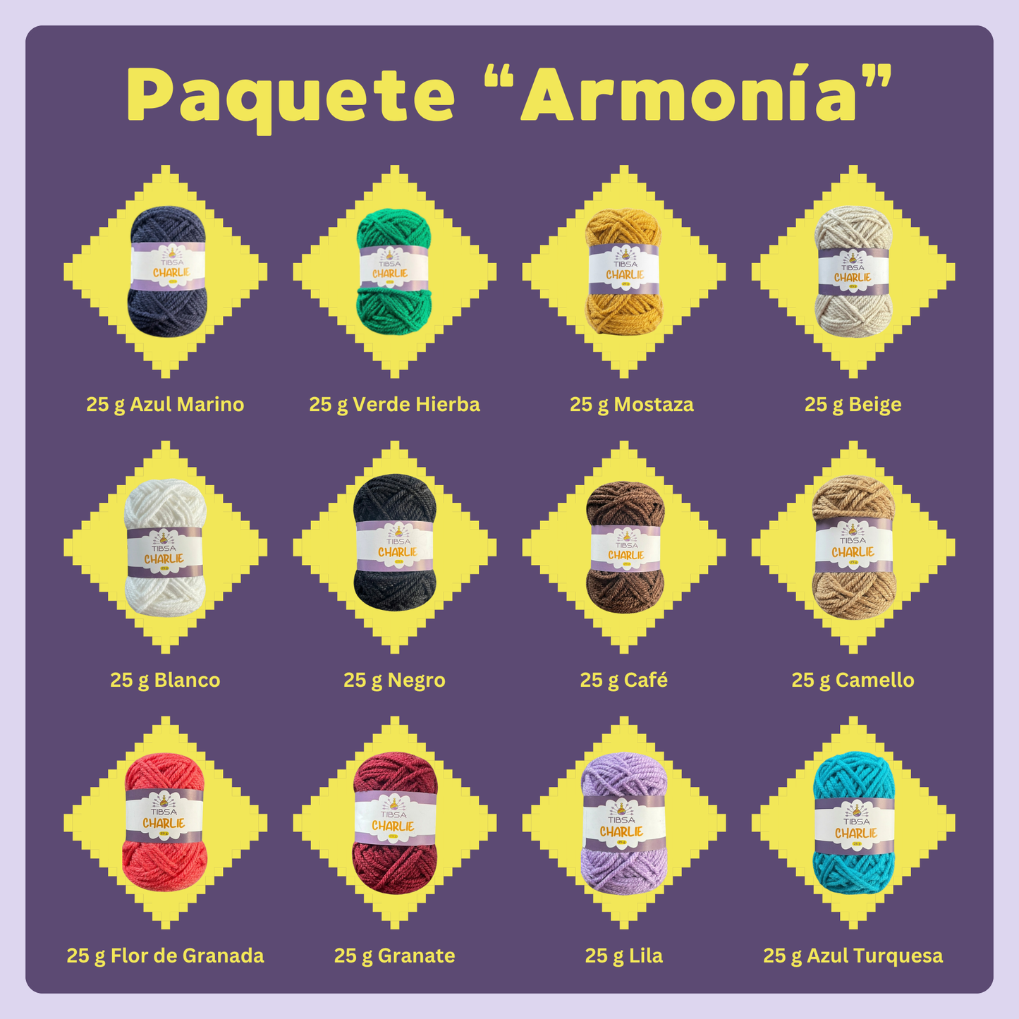 Paquete Charlie Multicolor 12 madejas 25 gr