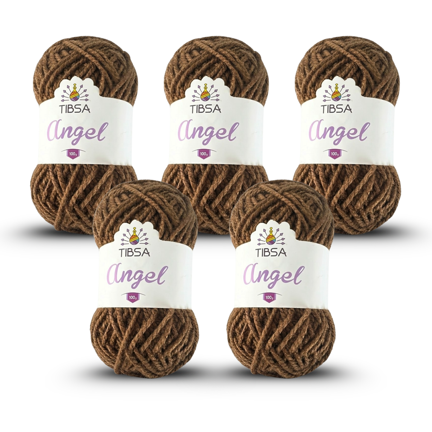 Paquete de 5 madejas de 100 gramos c/u Estambre Ángel