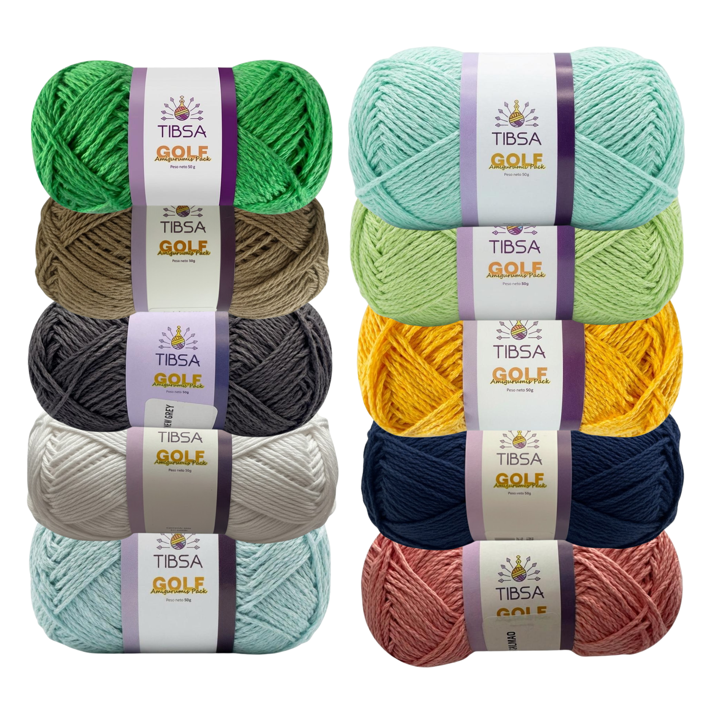 Paquete Golf Multicolor 10 madejas 50 gr