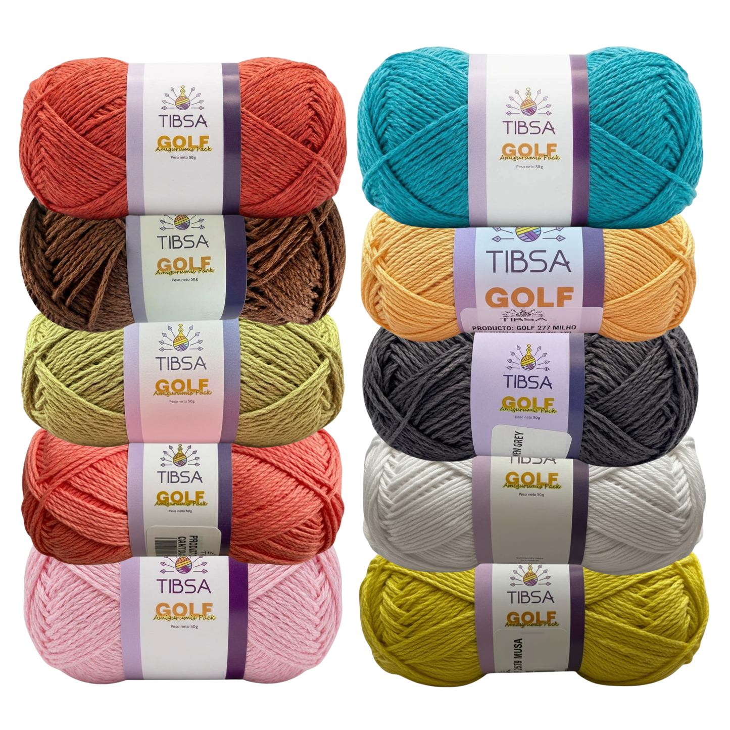 Paquete Golf Multicolor 10 madejas 50 gr
