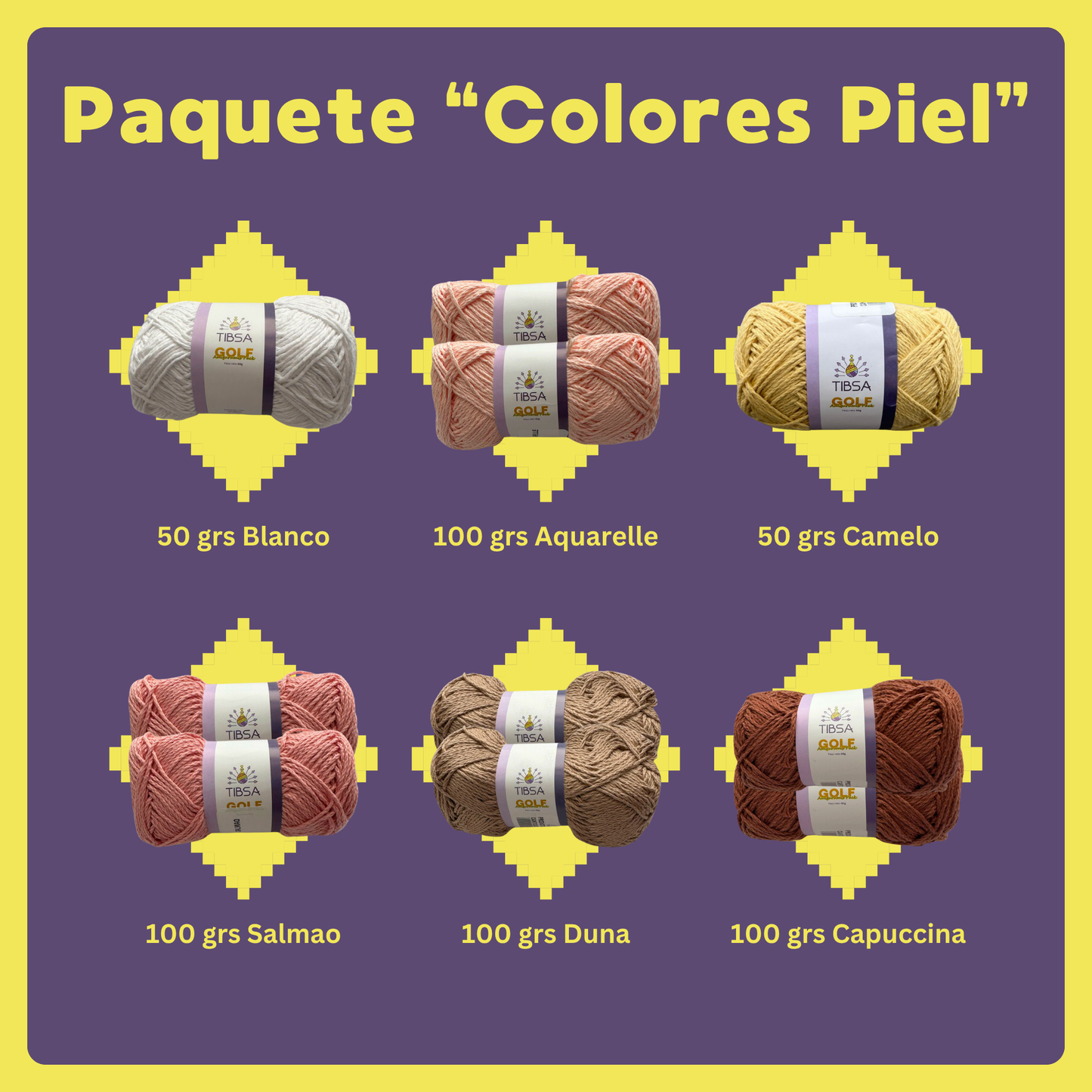 Paquete Golf Multicolor 10 madejas 50 gr