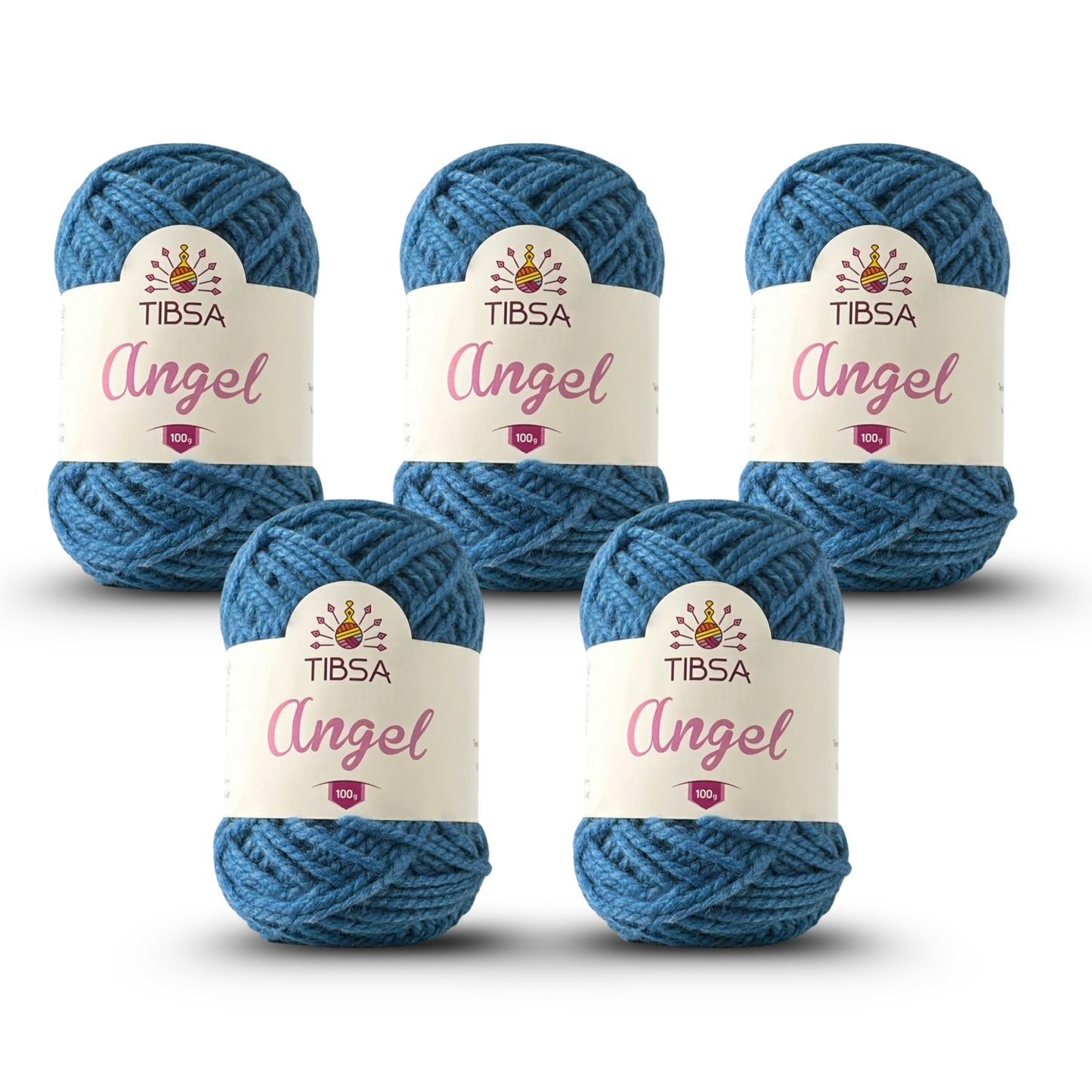 Paquete de 5 madejas de 100 gramos c/u Estambre Ángel