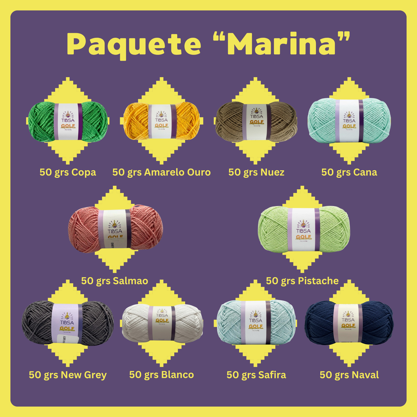 Paquete Golf Multicolor 10 madejas 50 gr