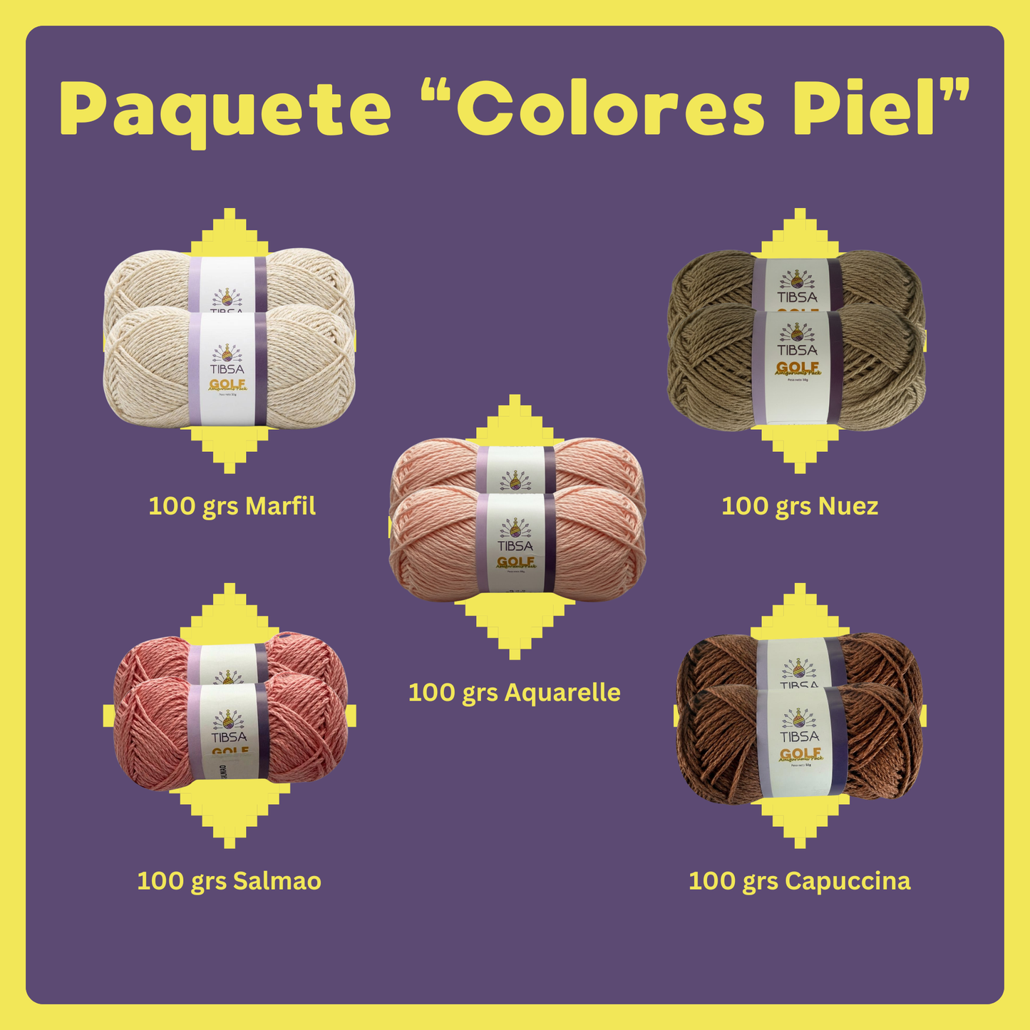 Paquete Golf Multicolor 10 madejas 50 gr